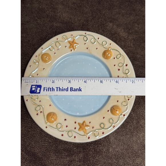 Yankee Candle Large Candle Jar PLATE with Stars & Bells, Christmas Holiday 7.25" - Picture 2 of 3